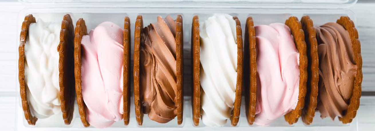 Bubble Cream soft serve ice cream sandwiches.